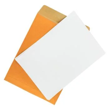 Brown envelope document and paper isolate with path Foto stock
