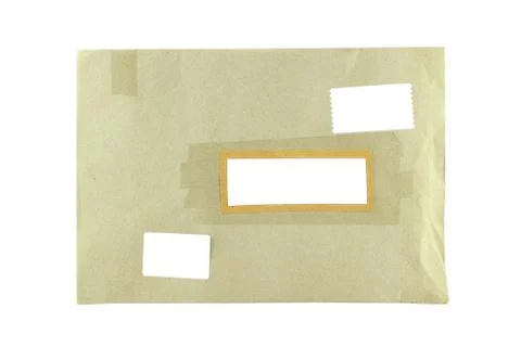 Brown envelope document on white background Stock Photos