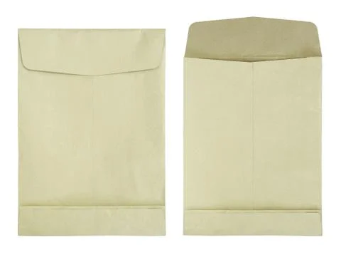 Brown envelope document on white background Foto stock