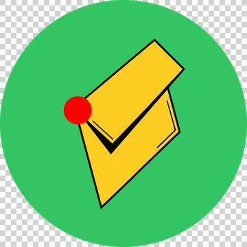 Brown envelope inside green circle, message, inbox, mail Ilustración de archivo