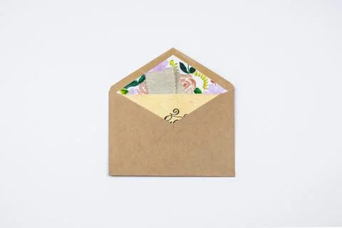 A brown envelope with the invitation. Stock Photos