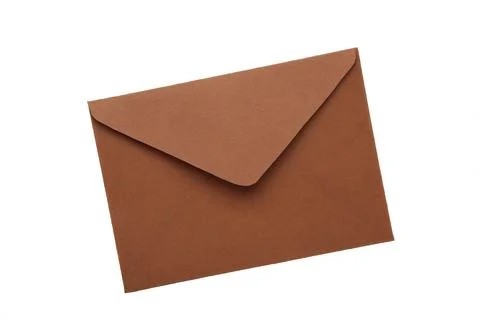 Brown envelope isolated on white background. Top view Stock Photos