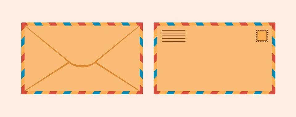 Brown envelope with lines on each side, letter container for manual files Stock Illustration