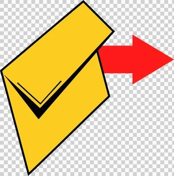 Brown envelope with red arrow, message, inbox, mail (4) Ilustración de archivo