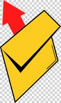 Brown envelope with red arrow, message, inbox, mail (2) Stock Illustration