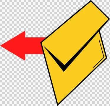 Brown envelope with red arrow, message, inbox, mail (3) Stock Illustration