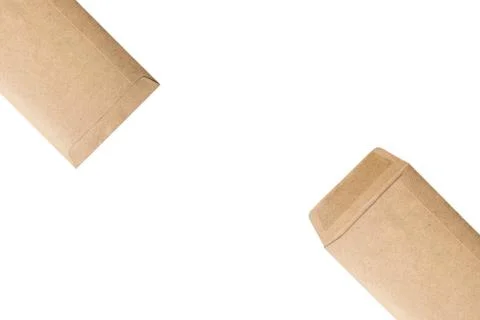 Brown envelope on white background Stock Photos