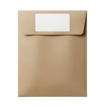 A brown envelope with a white label on the front flap, ready for mailing. Stock Illustration