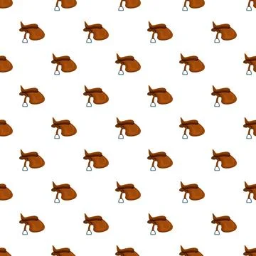 Brown equestrian saddles creating seamless repeat pattern Illustrazione stock