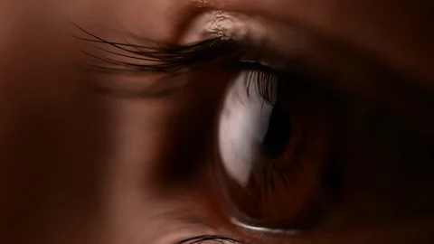 Brown eye blinking in Slow Motion. Young Woman is opening and closing her eye. Stock Footage 129650125