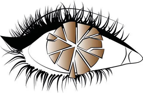 BROWN EYE (Cartoon vector graphic icon brown eye shattered effect) Stock Illustration