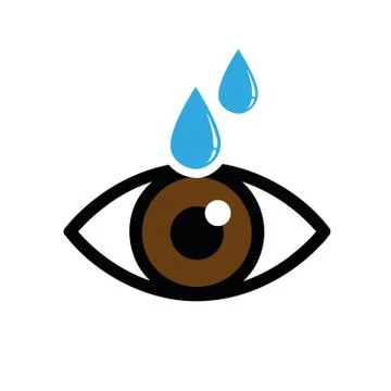 Brown eye with eye drops icon isolated on white background Stock Illustration