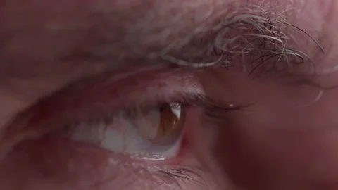 Brown eye opening pupil dilating extreme close up. macro Stock Footage 199473916