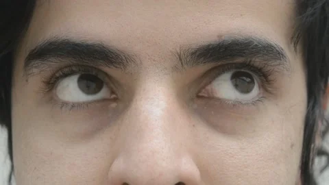 Brown eyes looking at camera, blinking and looking at different sides Stock Footage 151984808