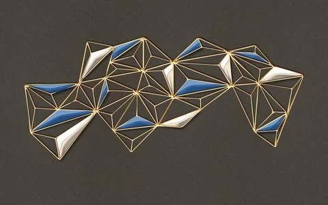 Brown fabric background, a beige triangles with blue and silver metal accents Stock Illustration