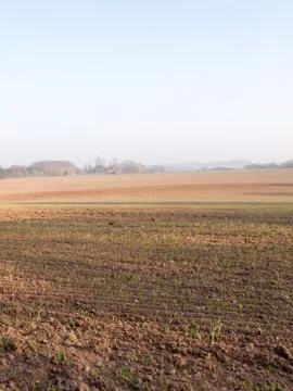 Brown Farm Fields in Spring Stock Photos