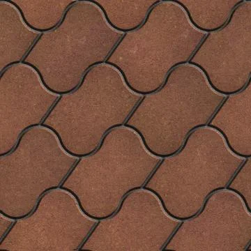 Brown Figured Pavement with Decorative Wave Stock Illustration
