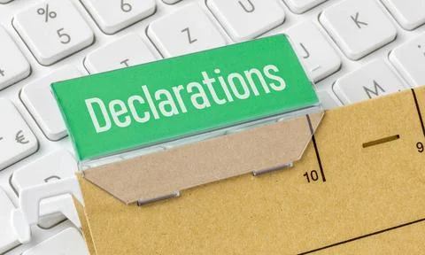 A brown file folder labeled Declarations A brown file folder labeled Decla... Stock Photos