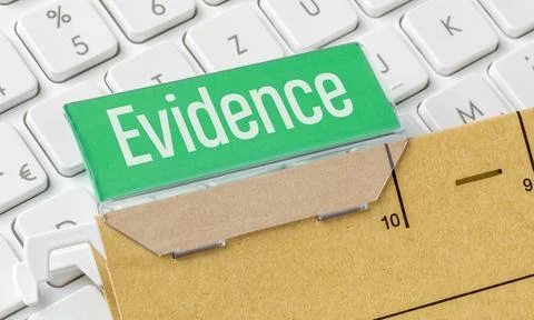 A brown file folder labeled Evidence Stock Photos