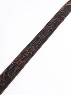Brown fish pattern leather belt diagonal close up variant four Stock Photos