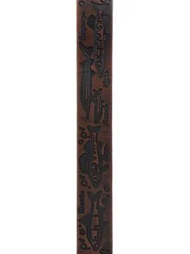 Brown fish pattern leather belt diagonal close up variant two Stock Photos