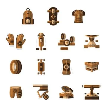 Brown flat icons for longboarder Stock Illustration