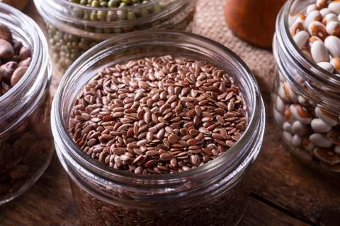 Brown Flax Seeds Foto stock