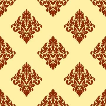 Brown floral damask seamless pattern Illustrazione stock