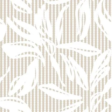 Brown Floral Seamless Pattern with striped Background Stock Illustration