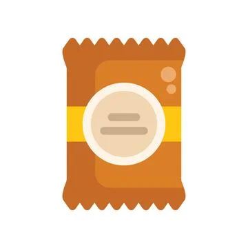 Brown flow pack packaging with round label having blank space for text is lyi Stock Illustration