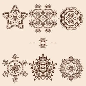 Brown Flower Pattern Pack Illustrazione stock