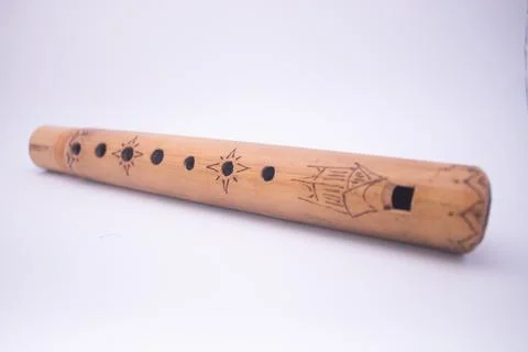 Brown Flute on White Background Foto stock
