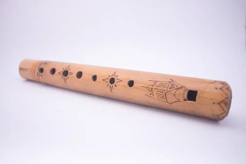 Brown Flute on White Background Stock Photos