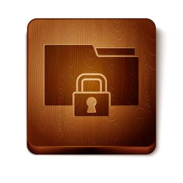 Brown Folder and lock icon isolated on white background. Closed folder and Stock Illustration