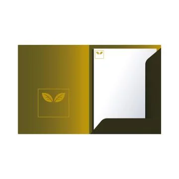 Brown folder and sheets with corporate designs Stock Illustration