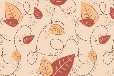 Brown foliage dotted seamless pattern Stock Illustration