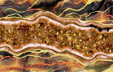 Brown Geode with crystals art with epoxy resin. Quartz slice geode with Stock Illustration