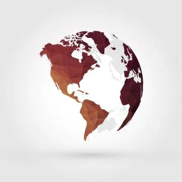 Brown geometric globe earth planet america Stock Illustration
