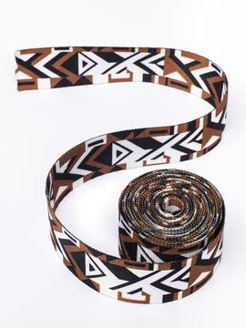 Brown geometric pattern trim ribbon diagonal Stock Photos