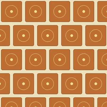 Brown geometric square pattern with concentric circles on seamless background Stock Illustration