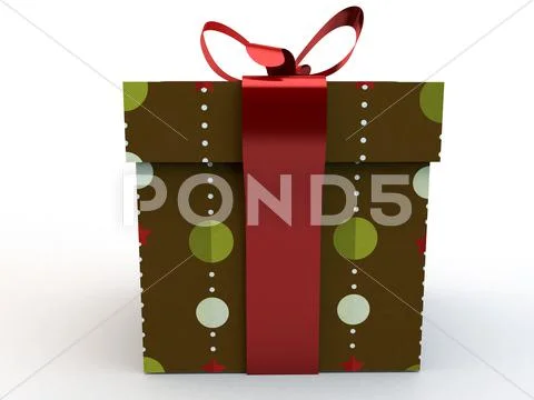 Brown Gift Box With Ribbon Bow 3D Illustration Rendering