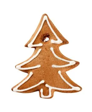 Brown gingerbread christmas tree cookie Fotos de archivo