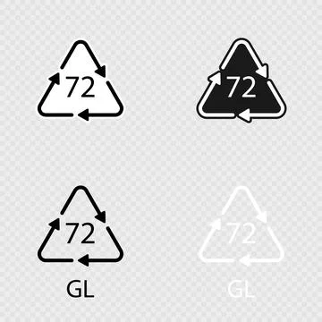 Brown Glass recycling code 72 GL set. Vector illustration Stock Illustration