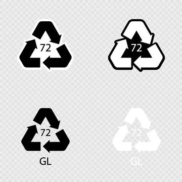 Brown Glass recycling code 72 GL set. Stock Illustration