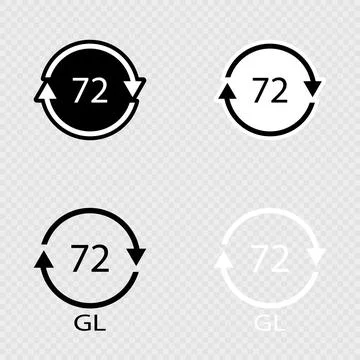Brown Glass recycling code 72 GL set. Stock Illustration