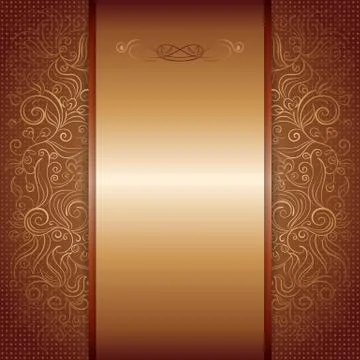Brown with gold damask pattern royal invitation card Stock Illustration