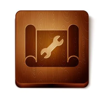 Brown Graphing paper for engineering and wrench icon isolated on white Stock Illustration