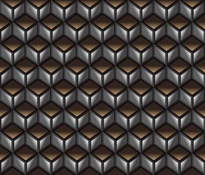 Brown &amp; grey 3d cubes contour abstract geometrical seamless pattern background Illustrazione stock