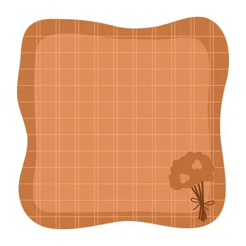 Brown grid cute note sticker with mushroom Stock Illustration