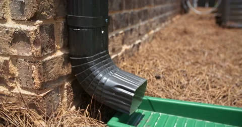 Brown Gutter Close Up Rising Shot Stock Footage 64817232